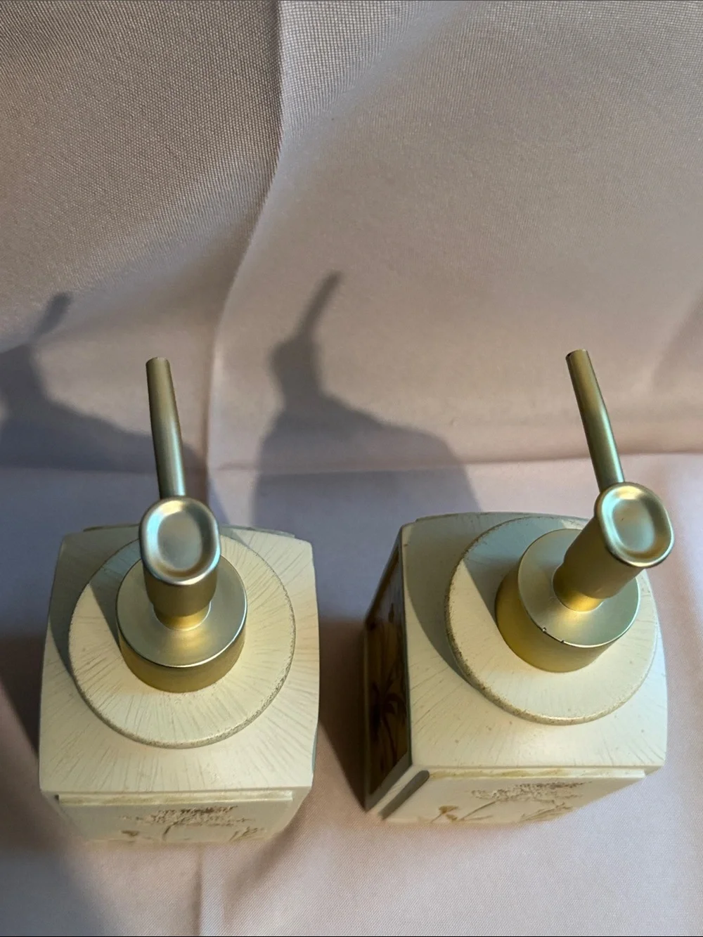 2008 Chad Barrett Natures Curiosities Botanical Ceramic Soap Dispensers Set 2